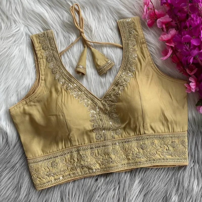 Buy Mrunal 312 Mahi Roman Silk Embroidery Festival Readymade Blouse 2026