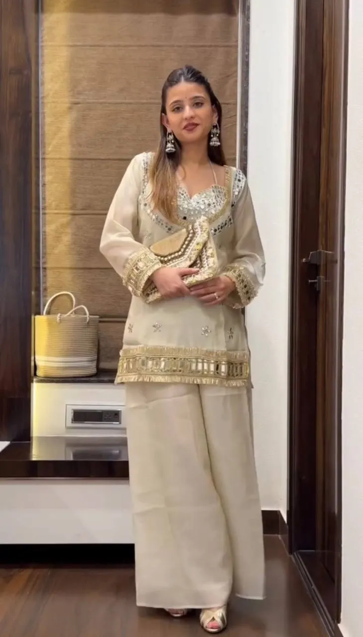 Buy Sabina 5326 Fendy Silk Mirror Work Party Wear Sharara Suit Wholesale 2026