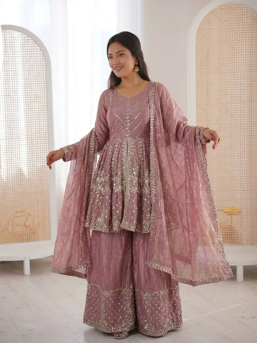 Buy Sabina 5340 Fendy Silk Embroidery Party Wear Sharara Suit Wholesale 2026