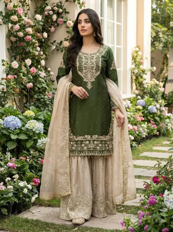 Launching Sabina 1694 Gmy Silk Embroidery Party Wear Sharara Suit Wholesale 2026