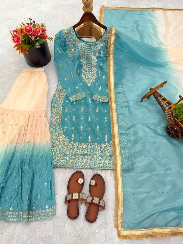 Stylish Sabina 536 Gmy Silk Designer Party Wear Sharara Suit Wholesale 2026