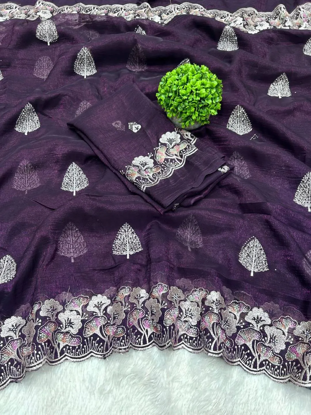 Latest RC1 Crunchy Silk Embroidery Work Festival Saree Wholesale Surat 2026