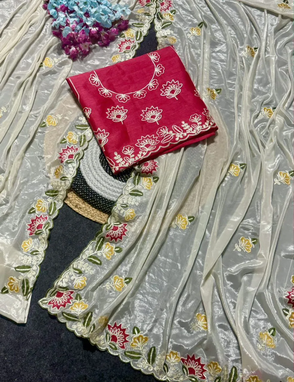 Buy RC1 Surya Mukhi Prada Silk Original Thred Work Saree Wholesale Surat 2026