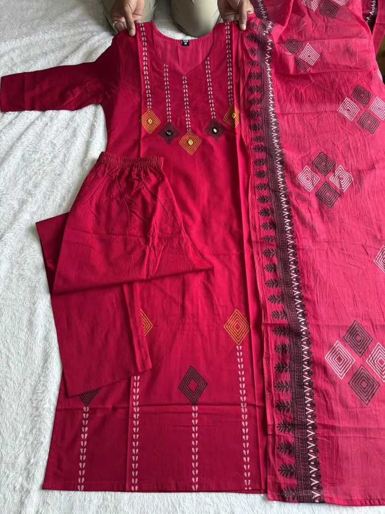 Stylish KR 400 Cotton Cherry Mirror Work Readymade Dress Wholesale Surat 2026