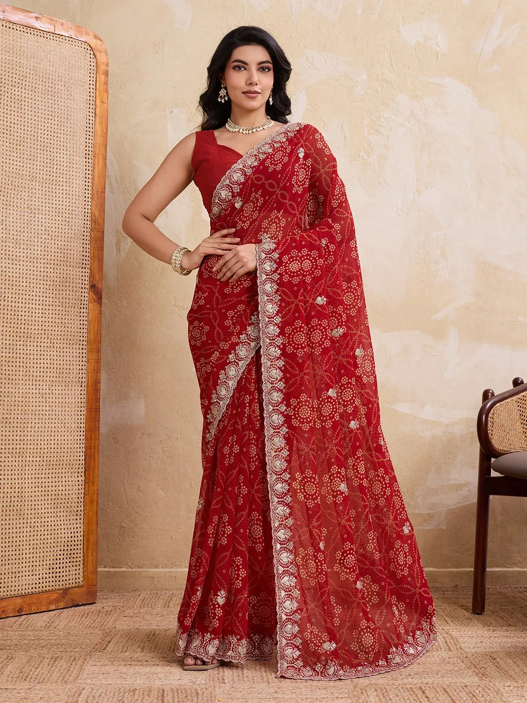 Buy Kiara Georgette Bandhej Printed Festival Saree Wholesale Surat 2026