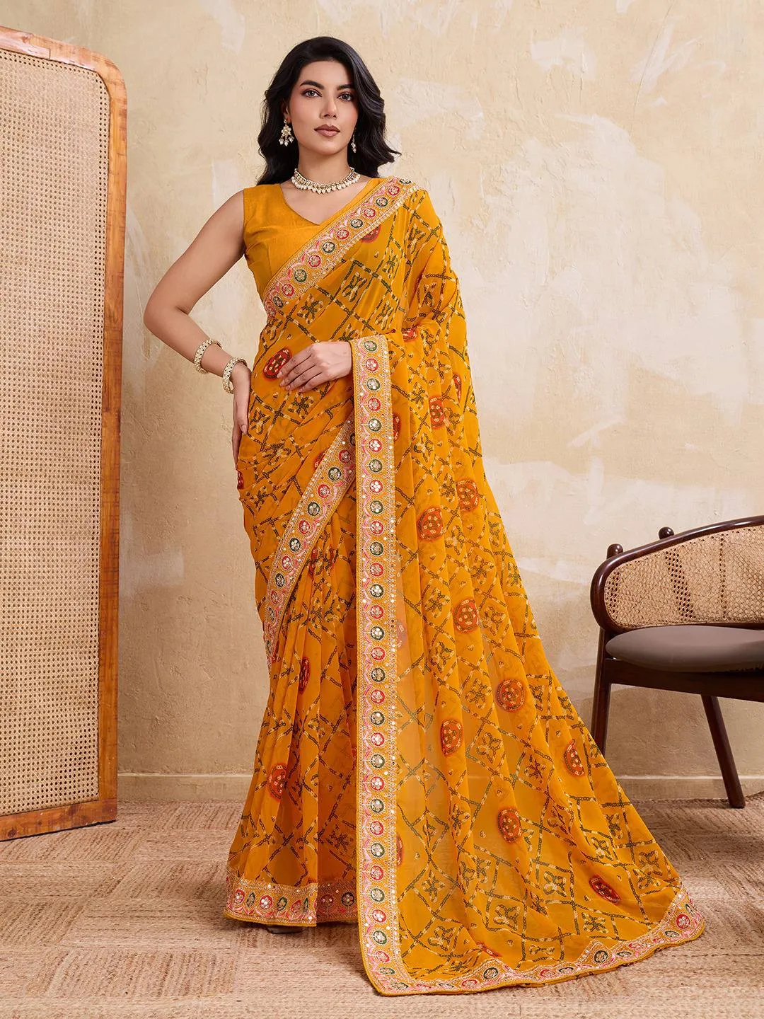 Launching Kiara Devki3 Georgette Bandhej Printed Festival Saree Wholesale Surat 2026