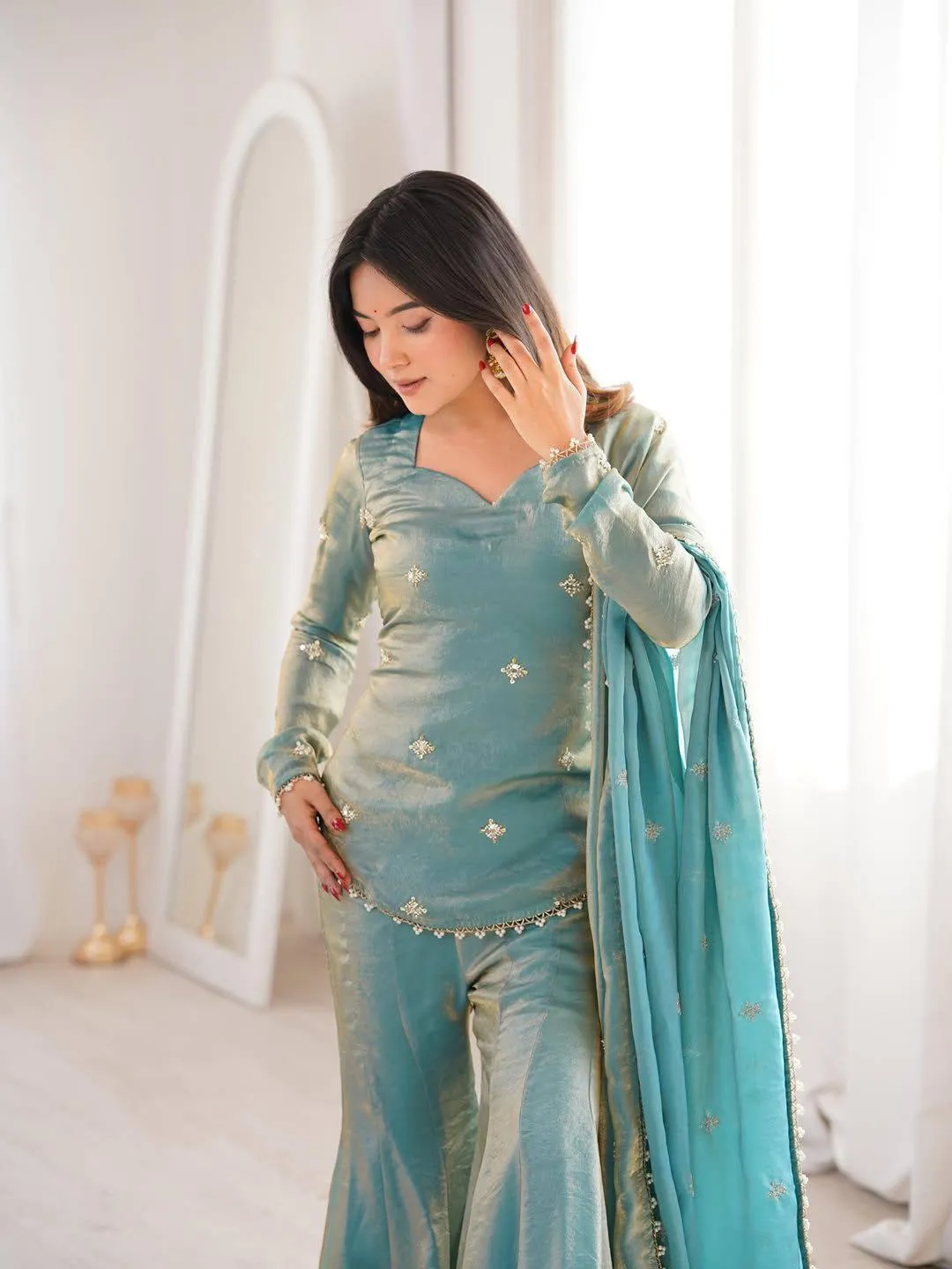 Launching SBD 1832 JMC Silk Sequins Work Festival Gharara Suit Wholesale Surat 2026