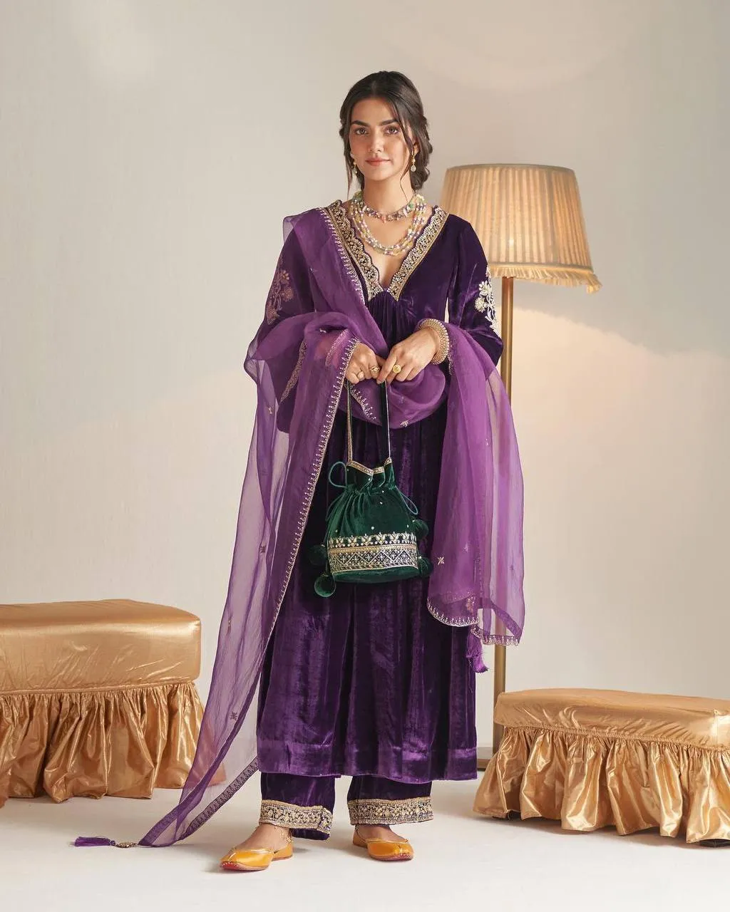 Latest C585 892 Velvet Zari Embroidery Work Festival Wholesale Surat 2026