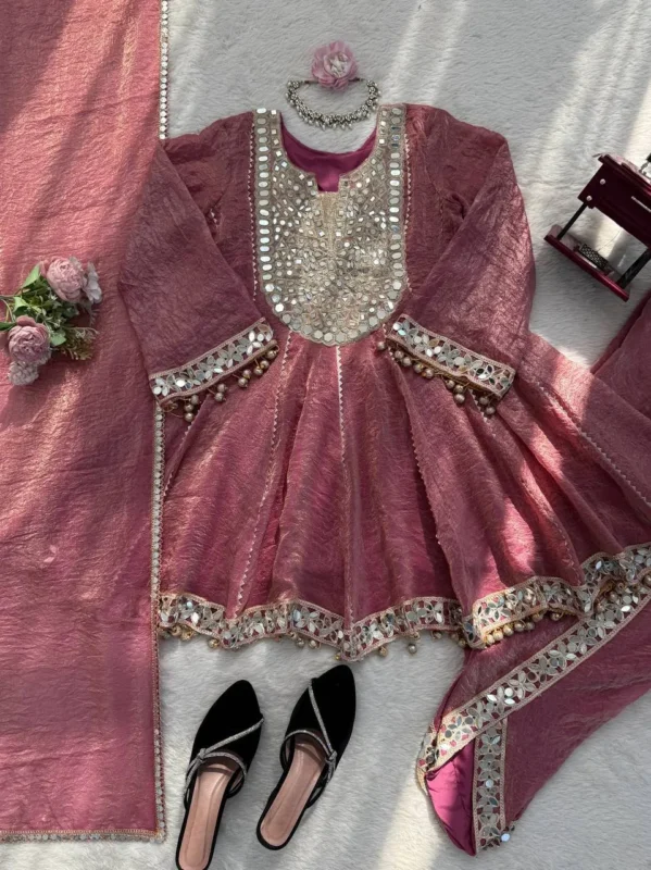 Stylish Deepika 6017 Gold Crush Mirror Work Readymade Dress Wholesale Surat 2026