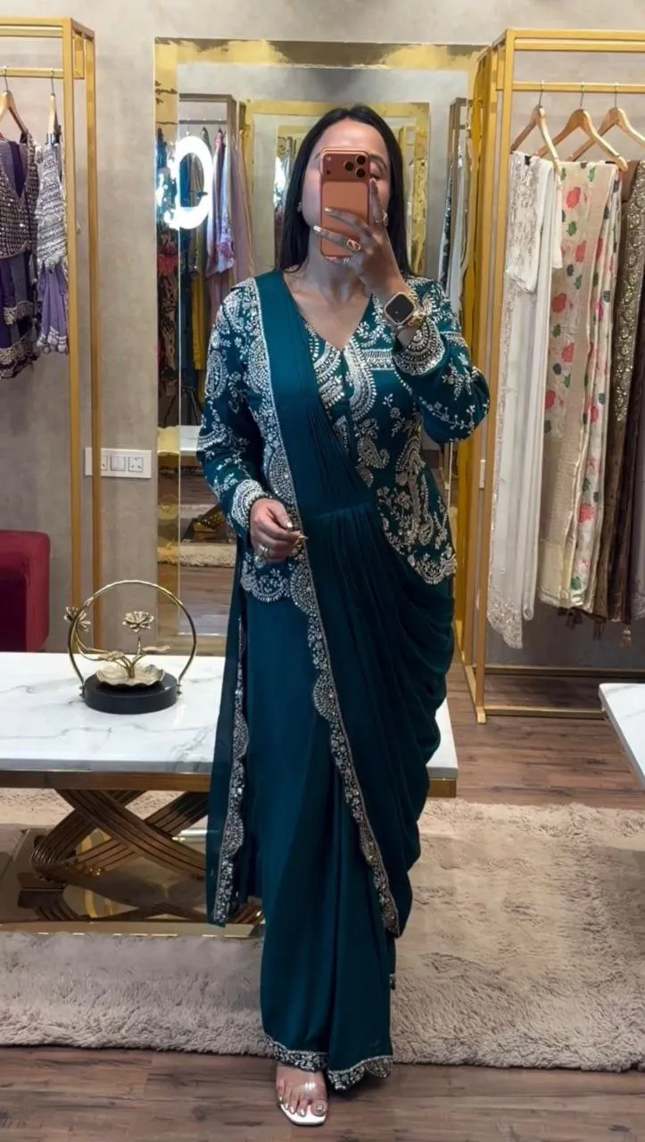 Stylish Madhuri 212 Chinon Embroidery Ready To Wear Saree Wholesale Surat 2026