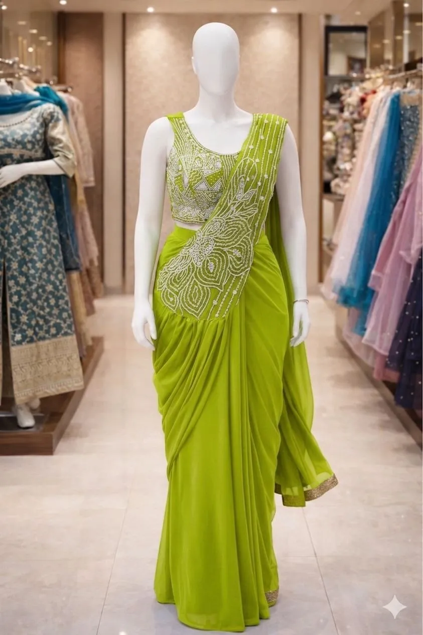 Buy Madhuri 255 Trending Georgette Embroidery Ready To Wear Saree Wholesale Surat 2026