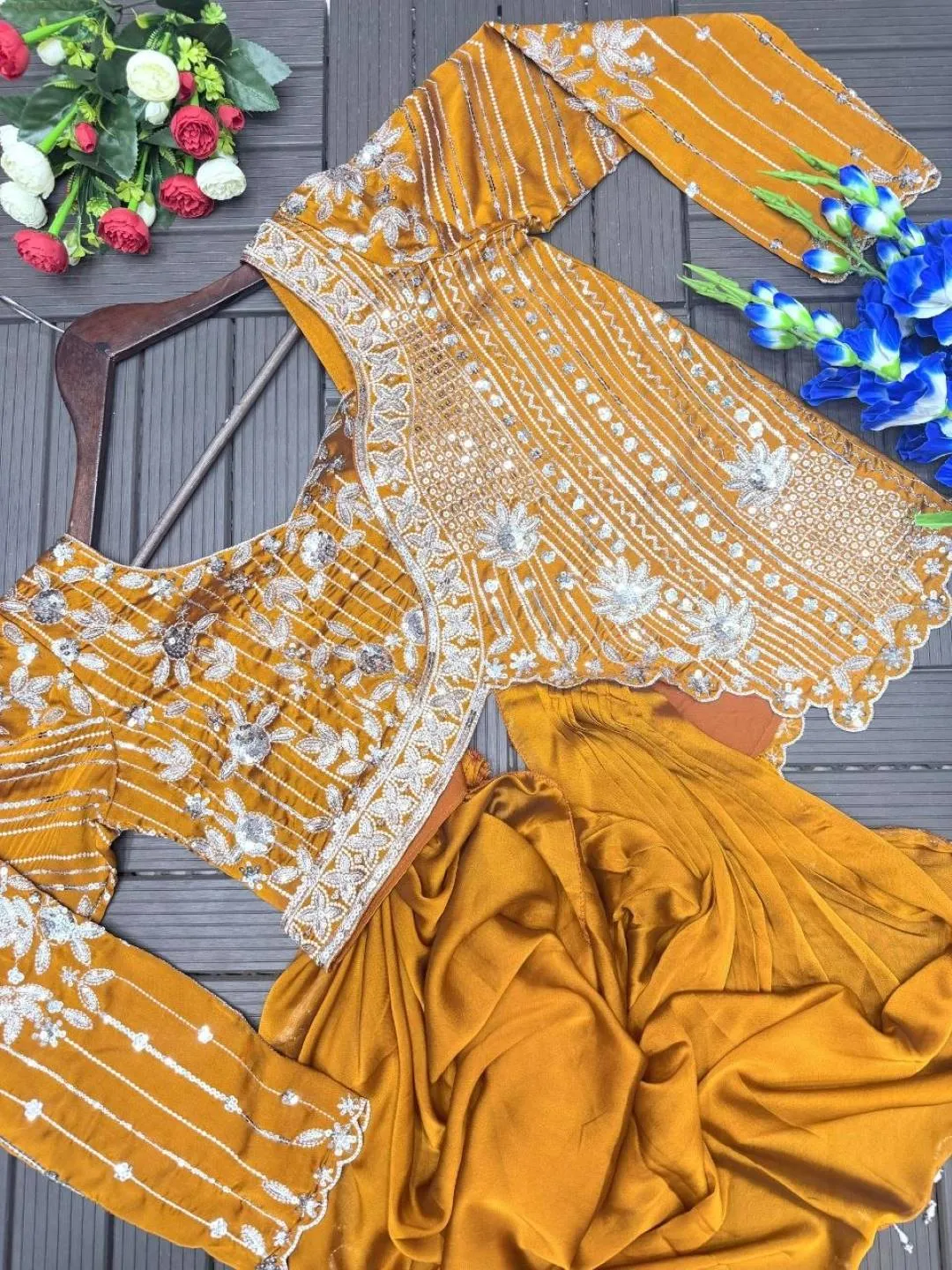 Stylish Madhuri258 Rangoli Trending Embroidery Ready To Wear Saree Wholesale Surat 2026