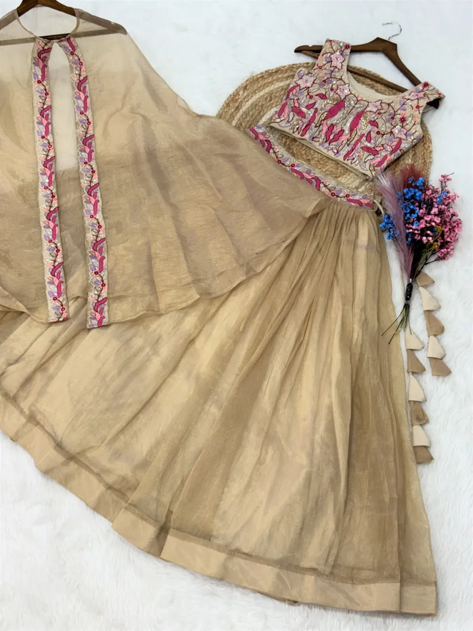 Launching Moni 5068 Sindur Silk Embroidery Work Festival Crop Top Wholesale Surat 2026
