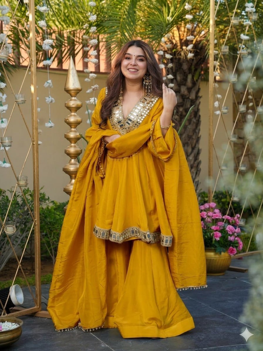 Sabina 5339 Tebby Organza Silk Mirror Work Sharara Suit Wholesale