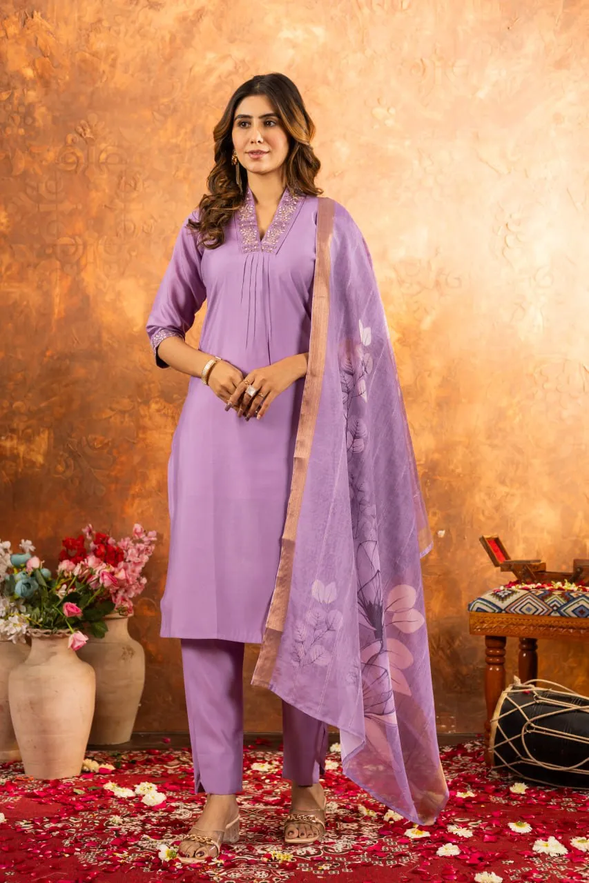 Beautiful Lila 102 Roman Silk Hand Work Readymade Dress Wholesale 2026