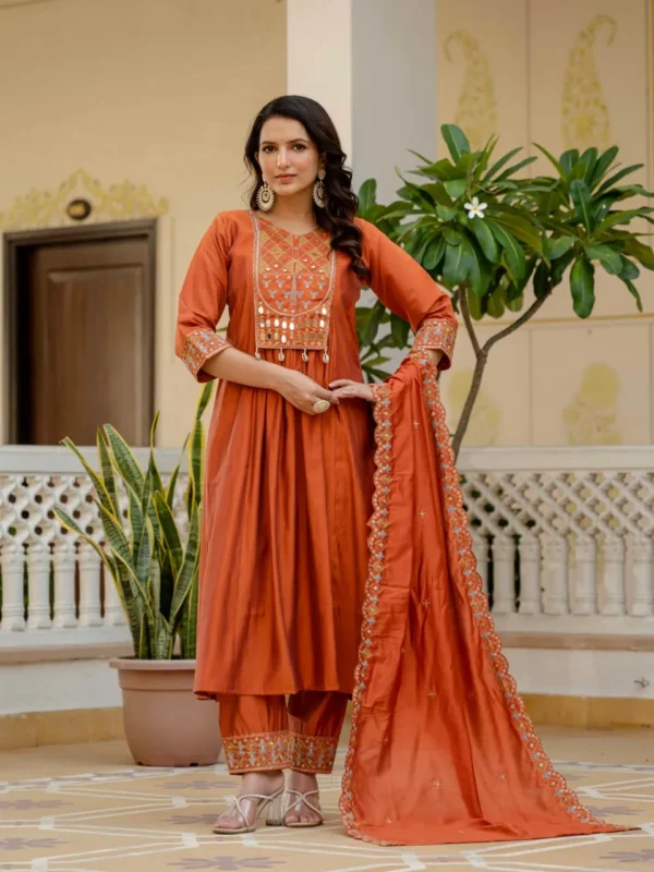 Stylish Lila 126 Roman Silk Mirror Work Readymade Dress Wholesale 2026