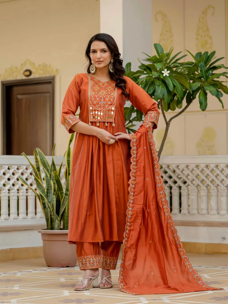 Stylish Lila 126 Roman Silk Mirror Work Readymade Dress Wholesale 2026