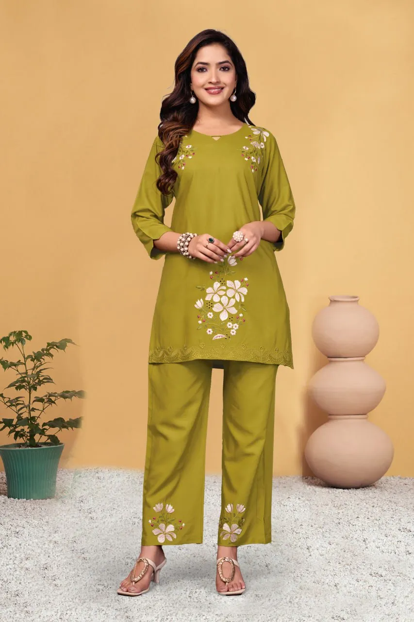 Latest Lila 132 Viscose Rayon Embroidery Co Ord Set Wholesale 2026