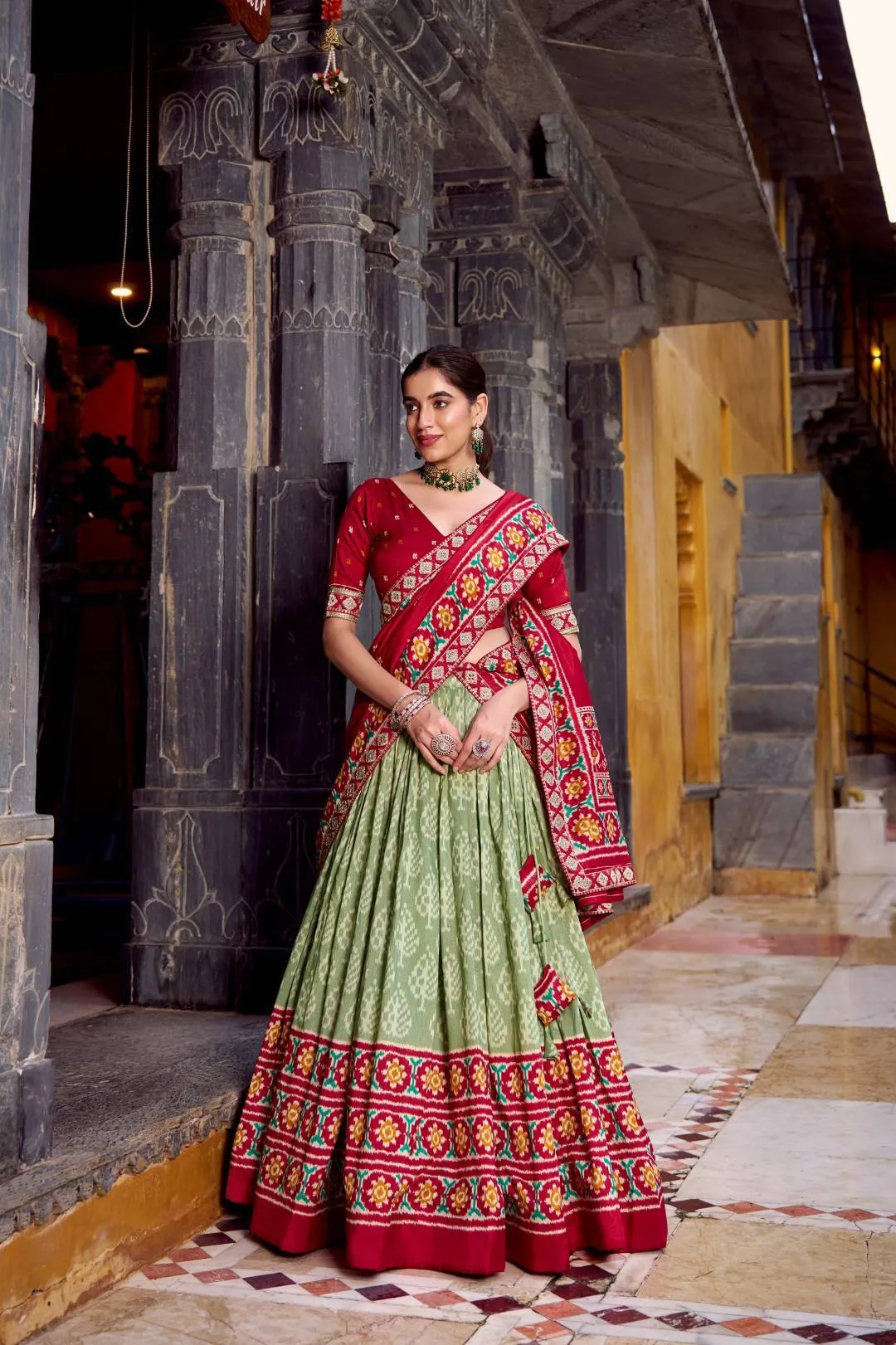 Stylish WMN 1246 Tasar Silk Ikkat Printed Lehenga Choli Wholesale 2026