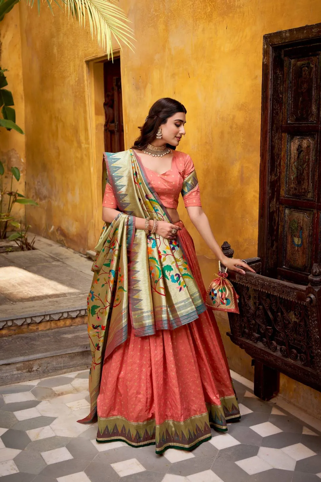 Beautiful WMN 2031 Kamkashi Paithani Silk Weaving Lehenga Choli Wholesale 2026