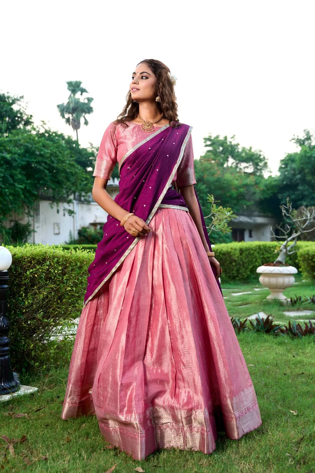 Buy WMN 2003 Kesariya Kanchipuram Lehenga Choli Wholesale 2026
