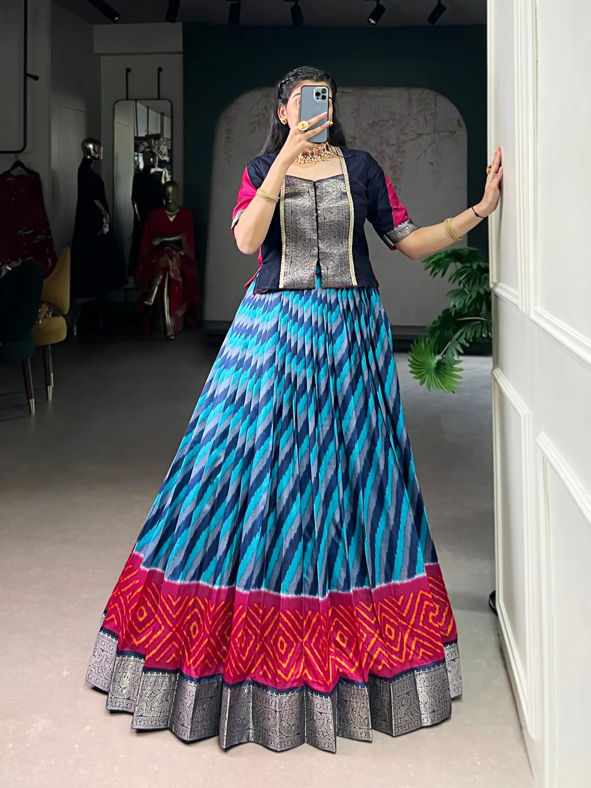 Buy WMN 1107 Tasar Silk Weaving Work Lehenga Blouse Wholesale 2026