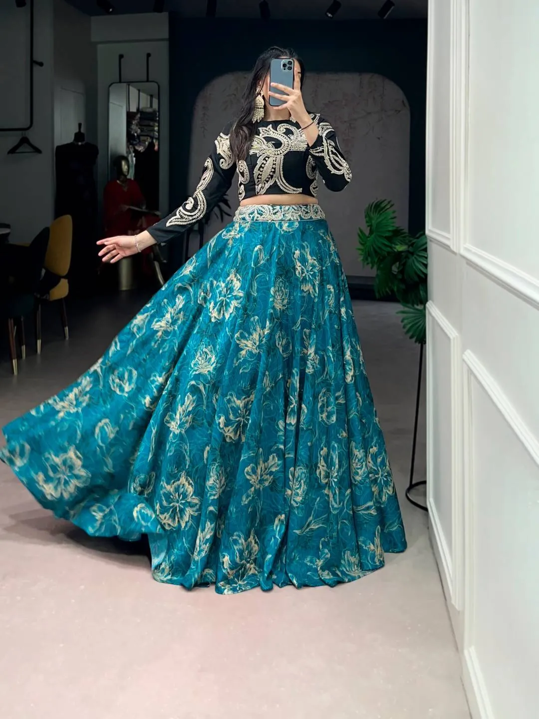 Buy WMN 1125 Tasar Silk Printed Embroidery Lehenga Choli Wholesale 2026