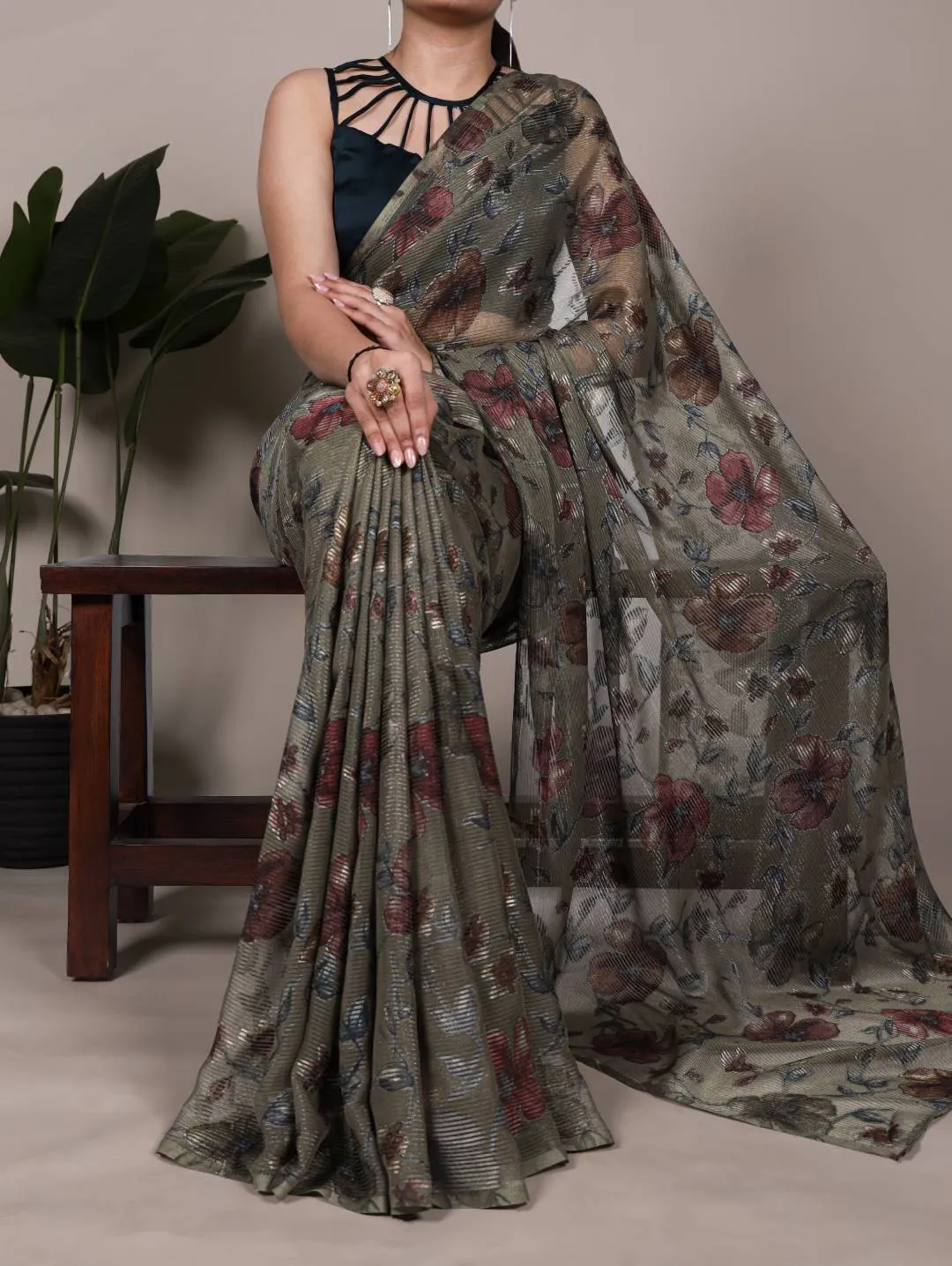 Launching WMN 7051 Lurex Brasso Floral Viscose Brasso Festive Saree Wholesale 2026