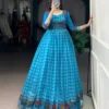 Launching WMN 5034 Viscose Chanderi Printed Weaving Gown Wholesale 2026