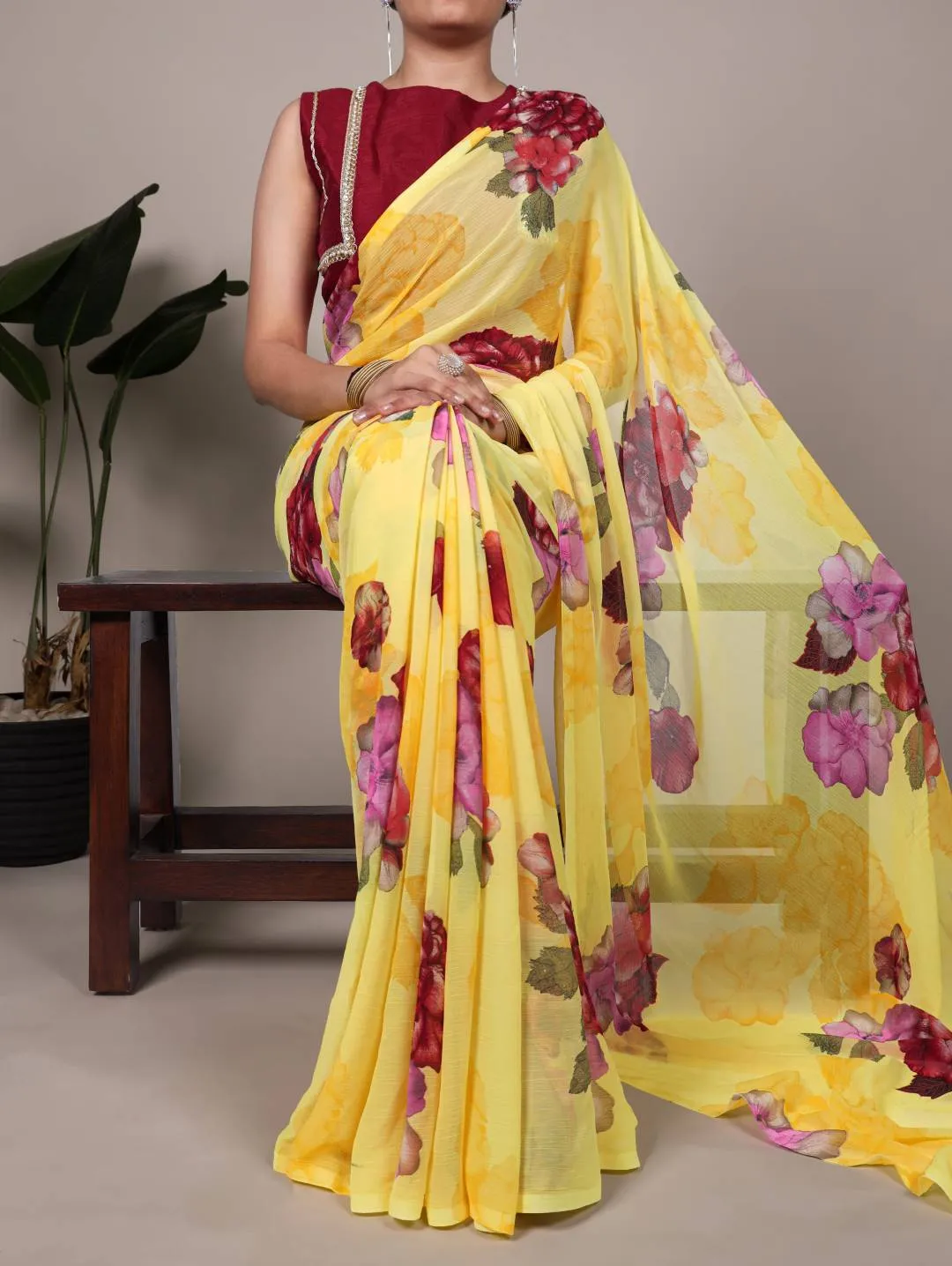 Beautiful WMN 7009 Chiffon Floral Printed Saree Wholesale 2026