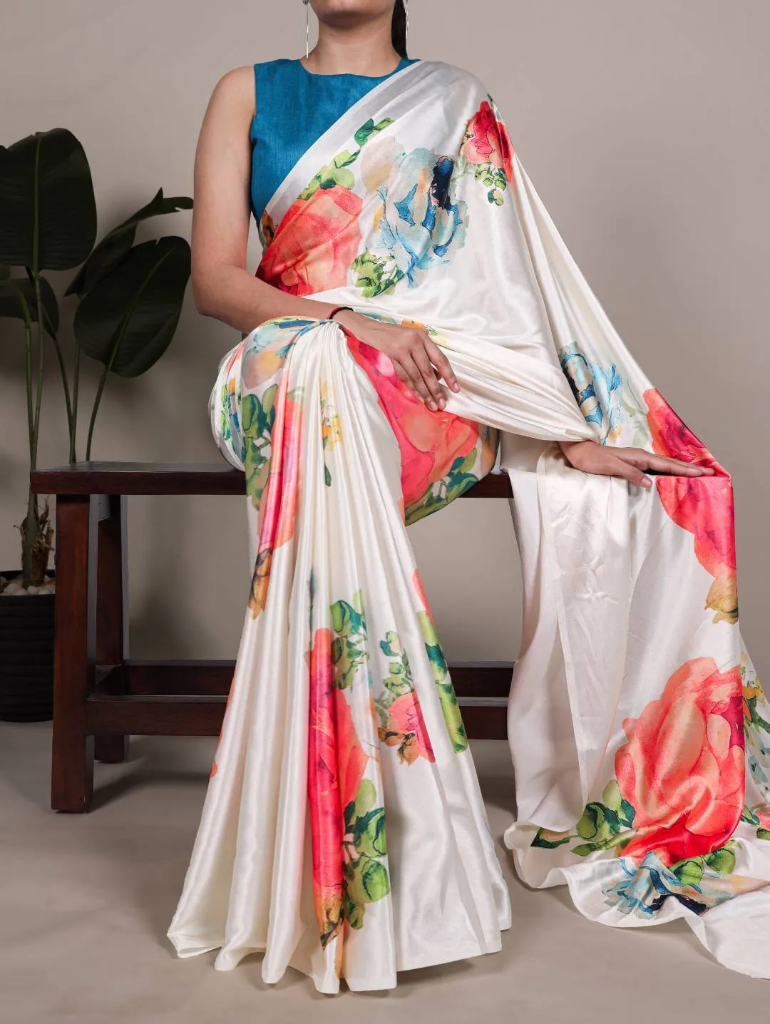 Latest WMN 7027 Satin Silk Floral Printed Party Wear Saree Wholesale 2026