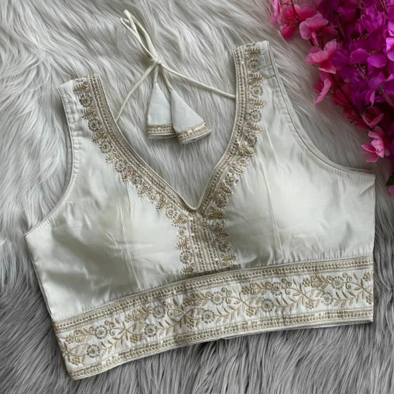 Buy Mrunal 312 Mahi Roman Silk Embroidery Festival Readymade Blouse 2026