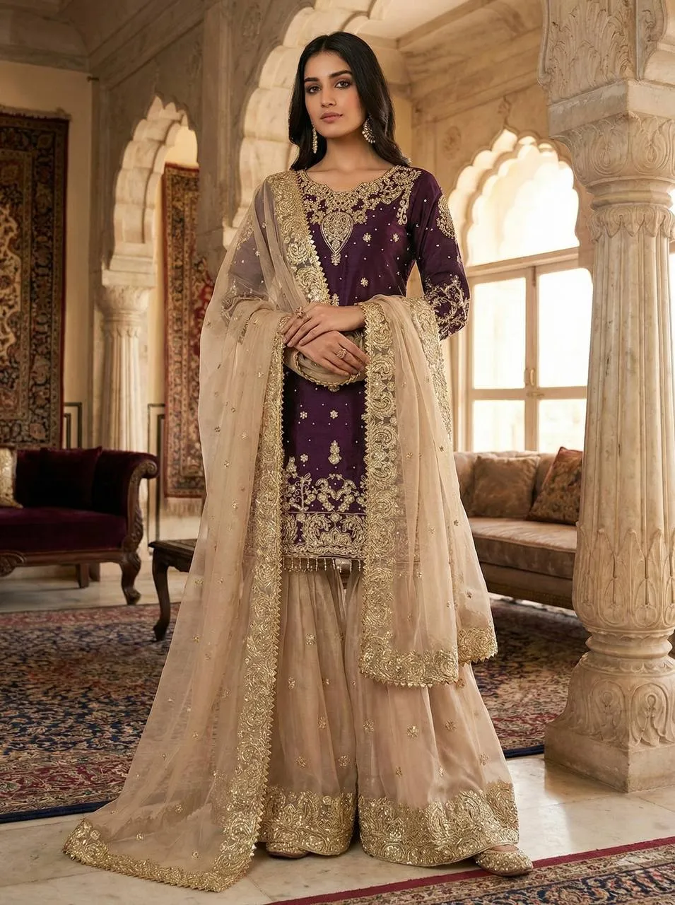 Latest Sabina 1702 Gmy Silk Embroidery Party Wear Sharara Suit Wholesale 2026