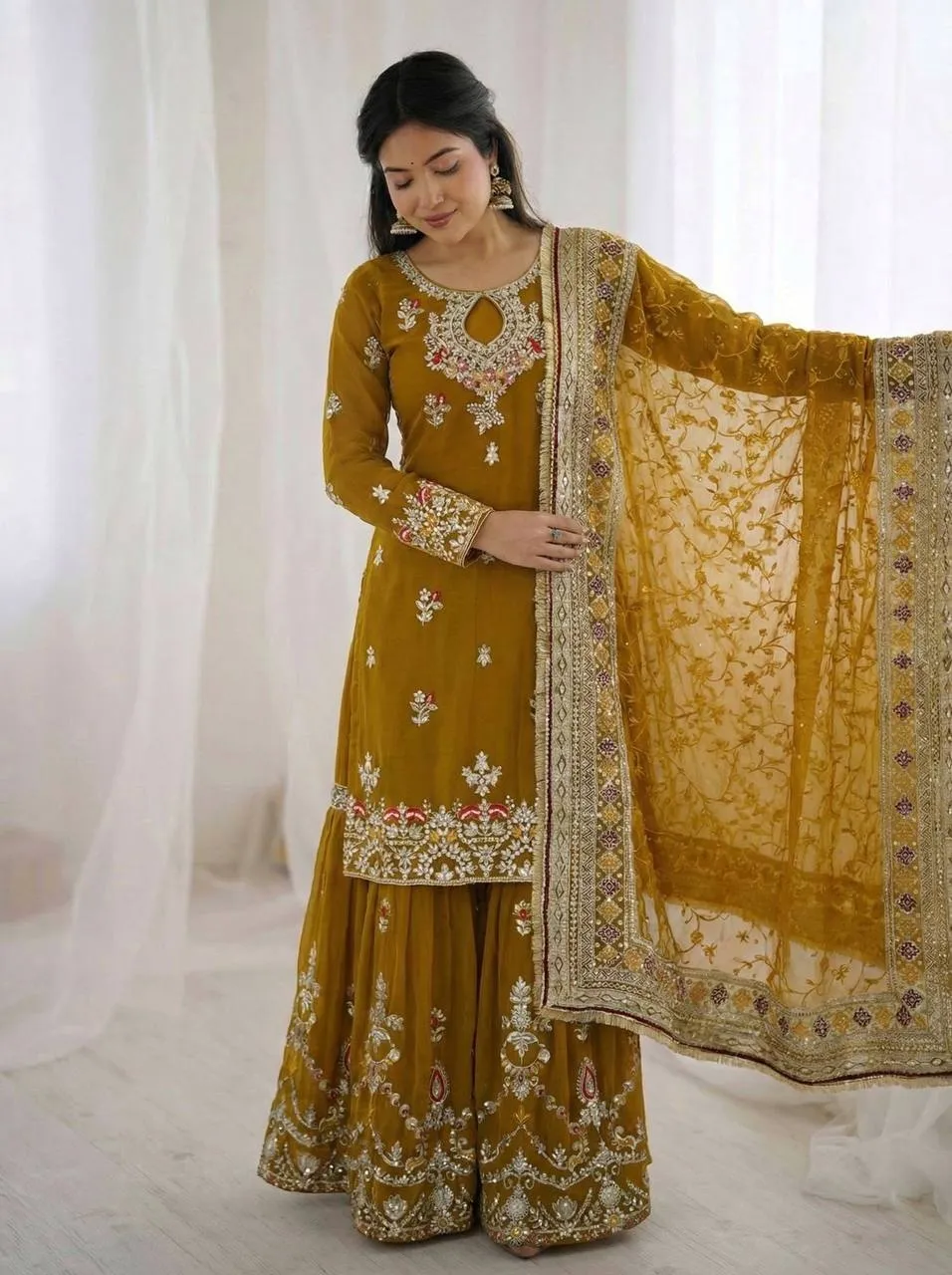Latest Sabina 5007 Georgette Embroidery Festival Sharara Suit Wholesale 2026