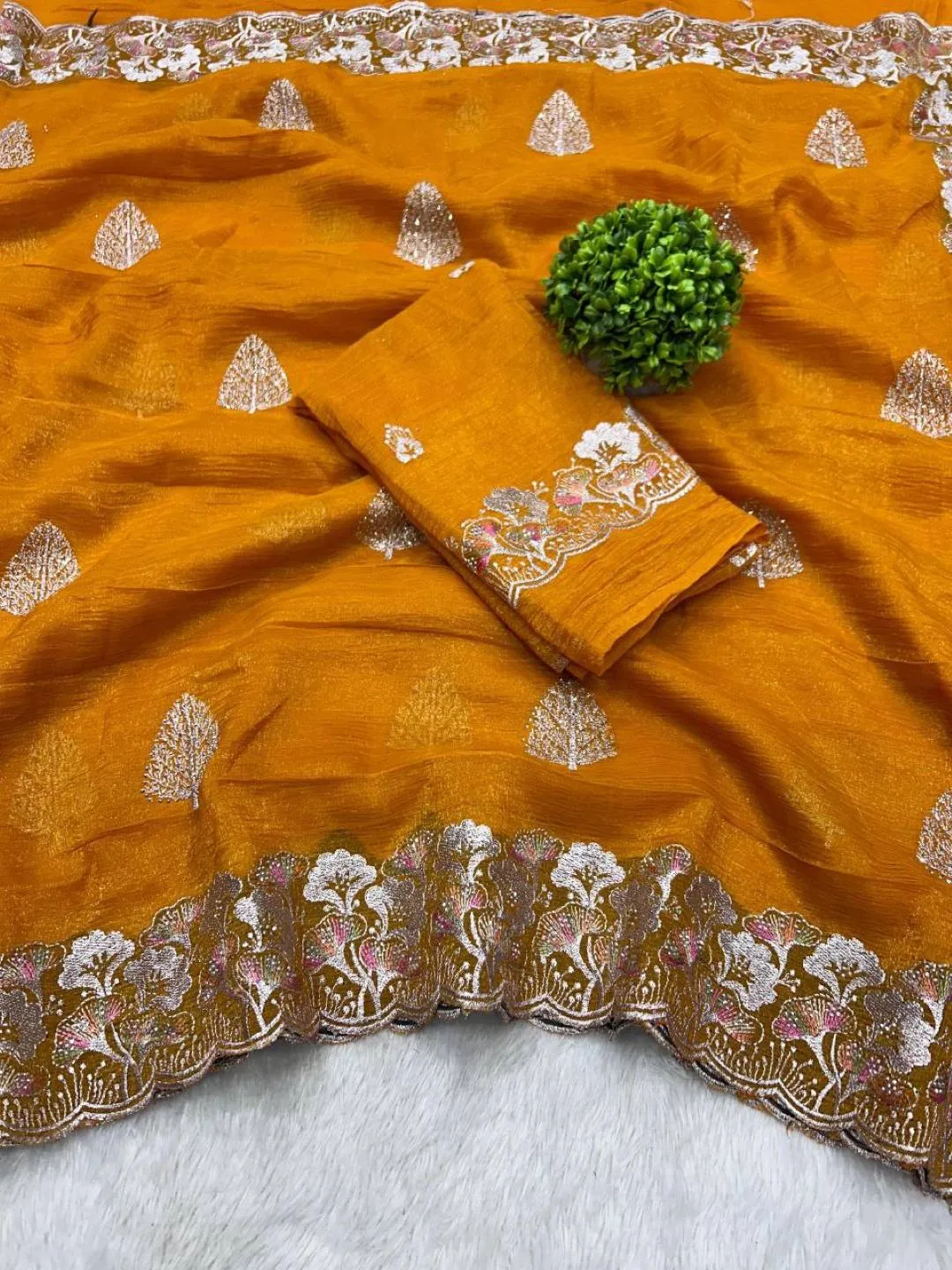 Latest RC1 Crunchy Silk Embroidery Work Festival Saree Wholesale Surat 2026
