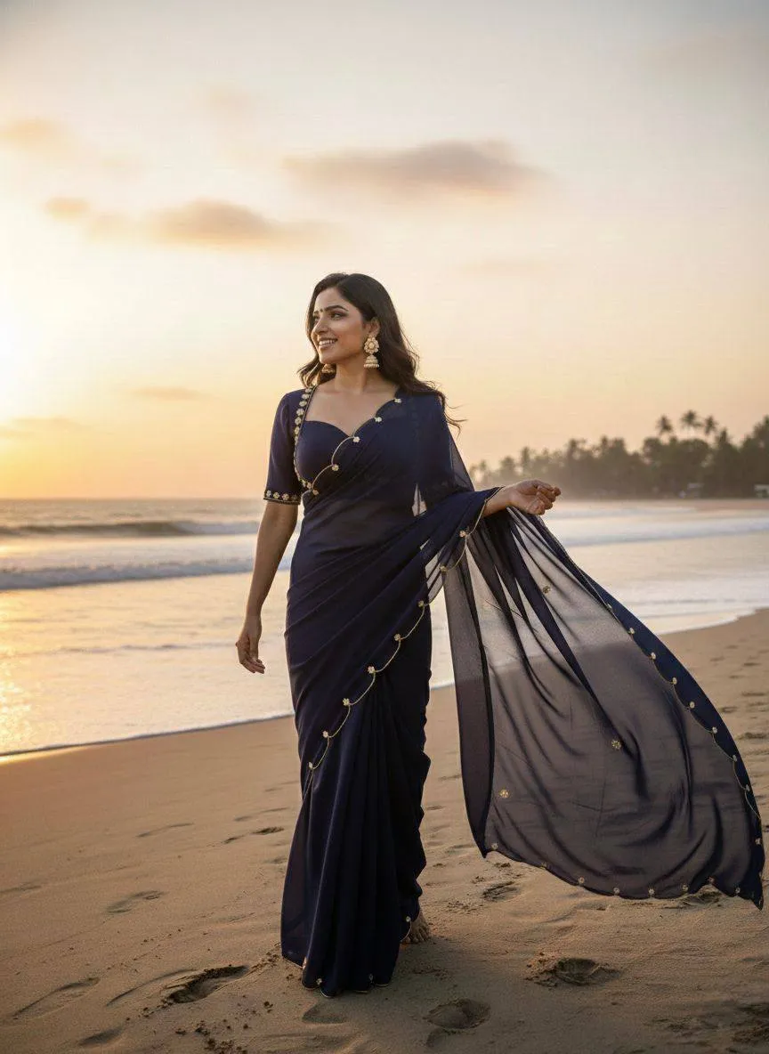 Buy WMS Georgette Hand Work Saree Wholesale Surat 2026