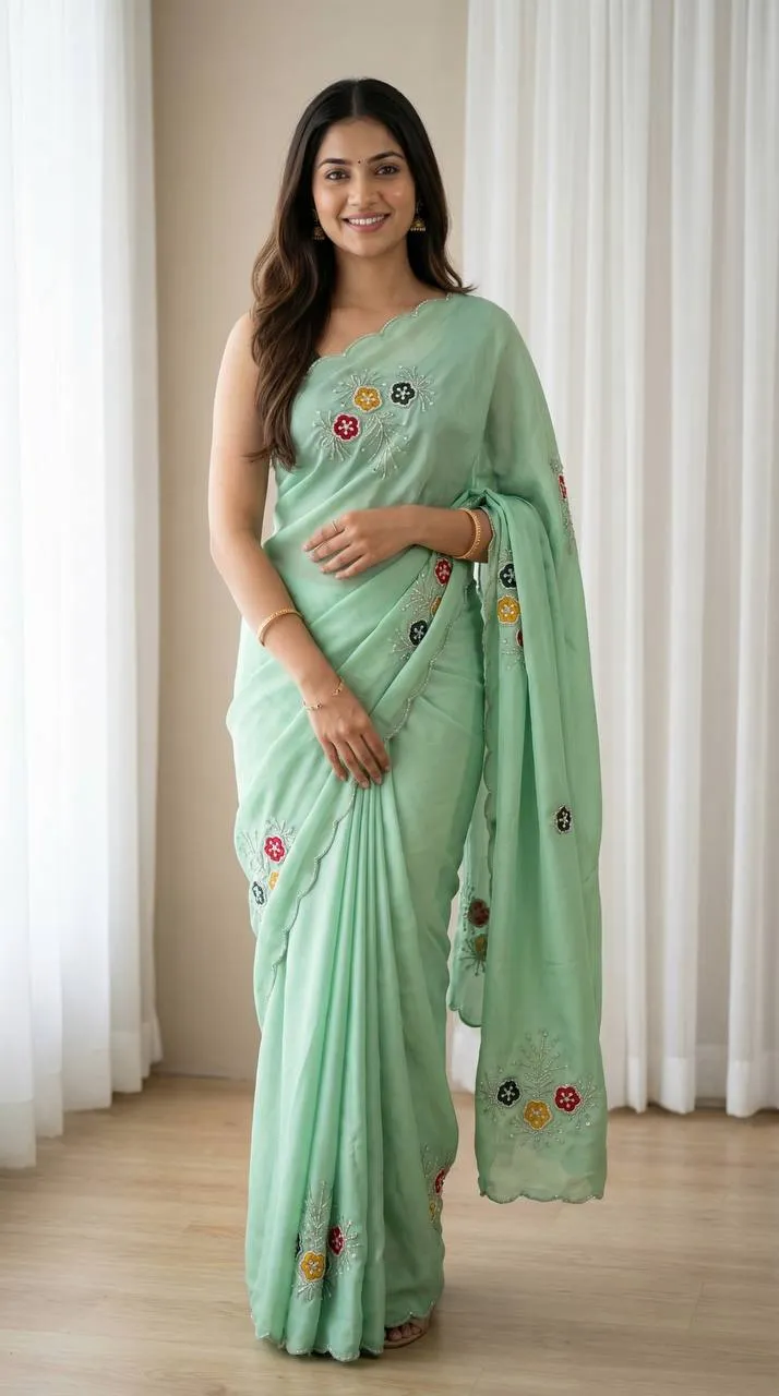 Launching WMS Roman Silk Ajarakh Mirror Work Saree Wholesale Surat 2026