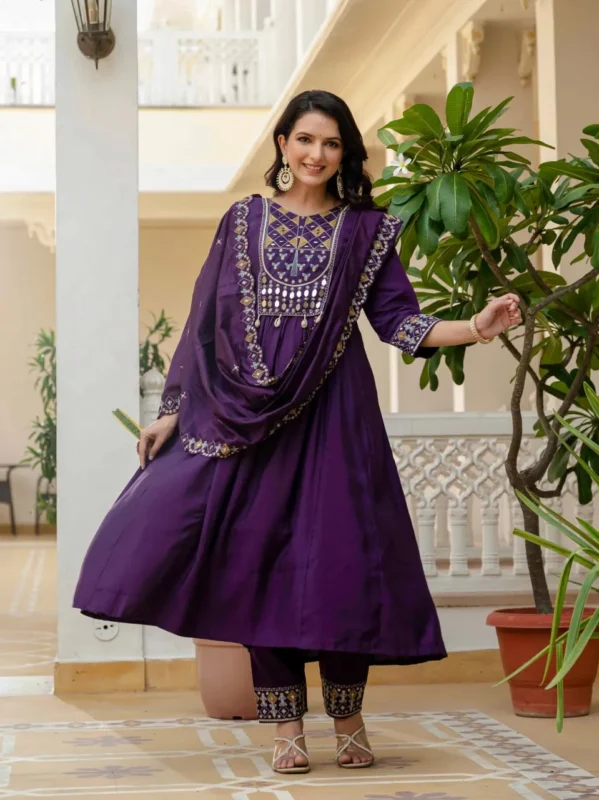 Stylish Lila 126 Roman Silk Mirror Work Readymade Dress Wholesale 2026