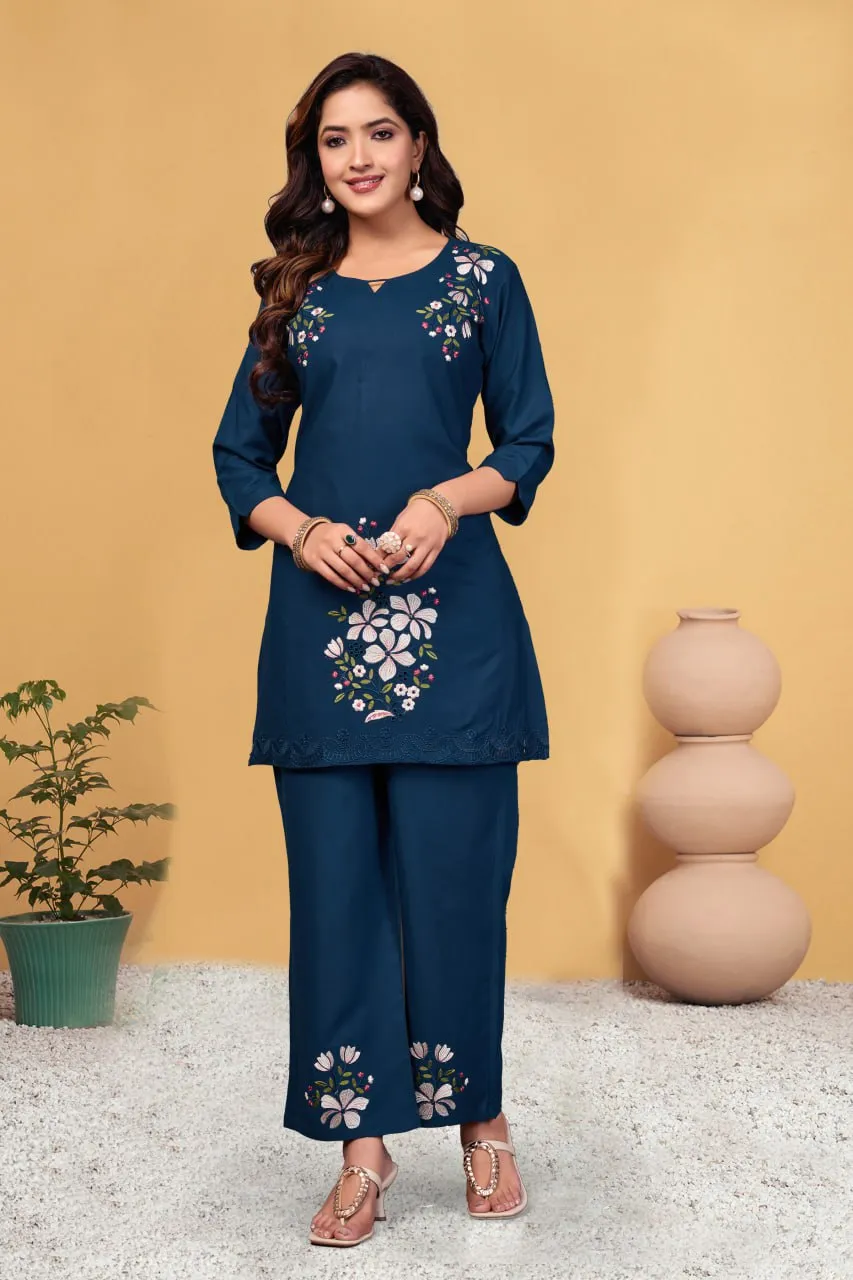 Latest Lila 132 Viscose Rayon Embroidery Co Ord Set Wholesale 2026