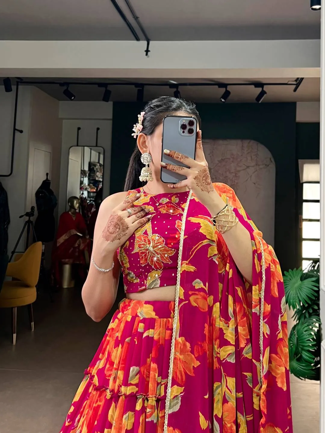 Latest WMN 1145 Floral Marble Printed Lehenga Choli Party Wear Collection 2026