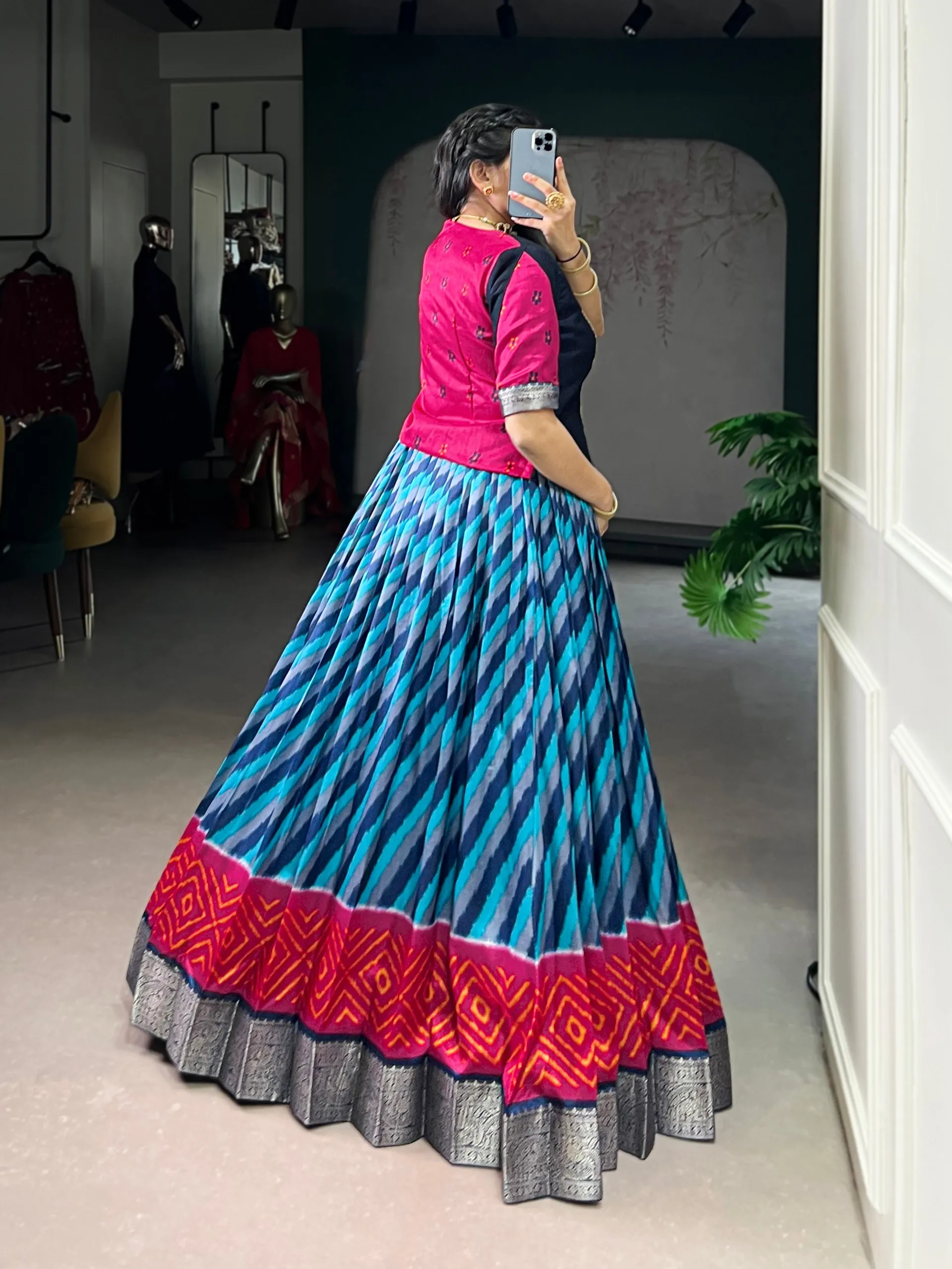 Buy WMN 1107 Tasar Silk Weaving Work Lehenga Blouse Wholesale 2026