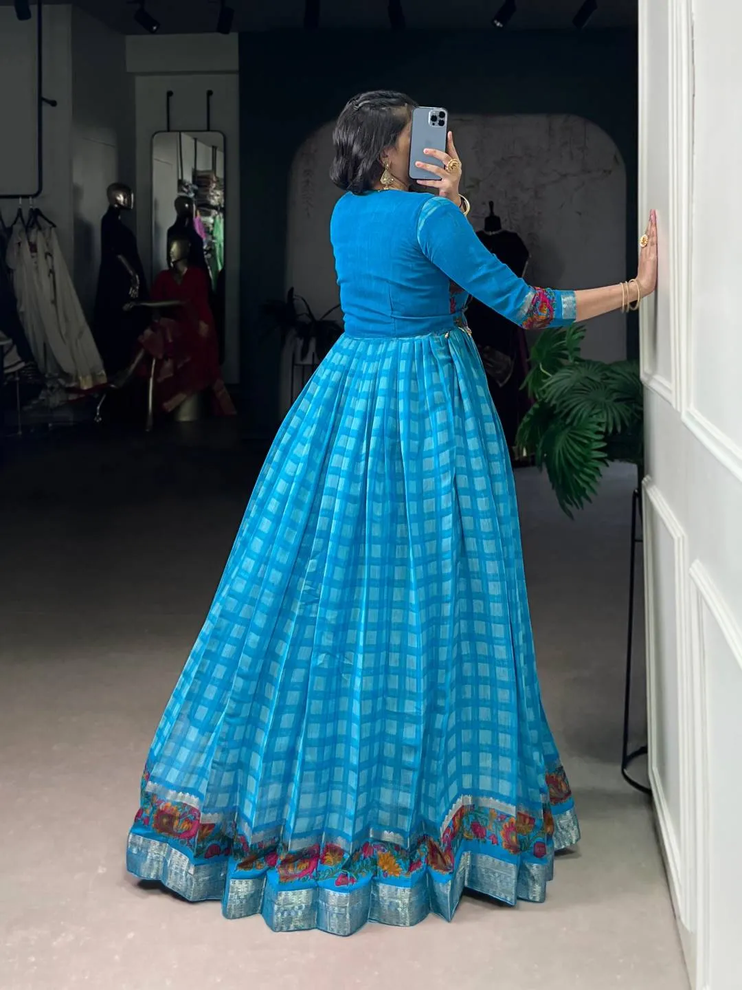 Launching WMN 5034 Viscose Chanderi Printed Weaving Gown Wholesale 2026