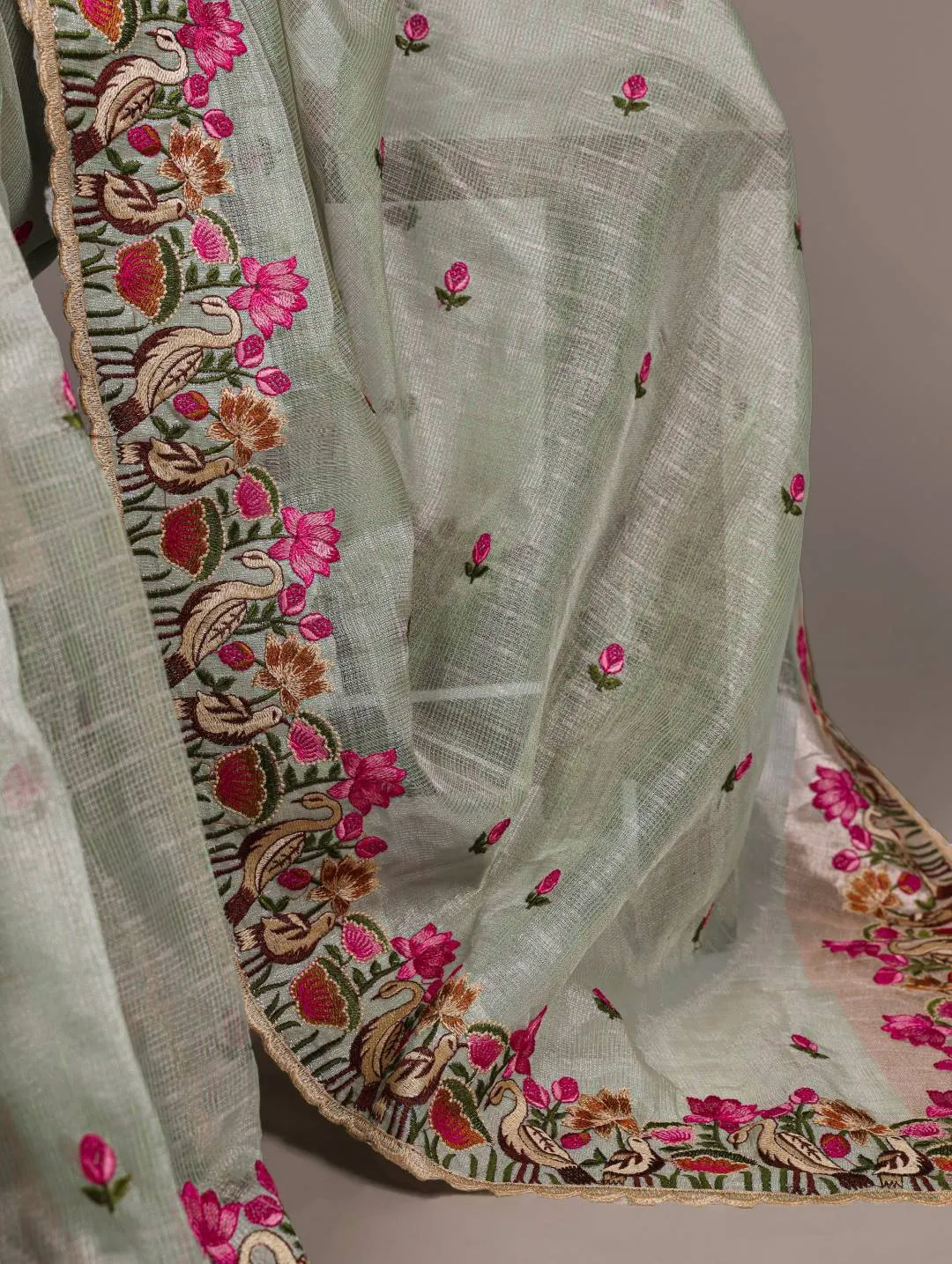 Stylish WMN 7400 Zari Kota Tissue Party Wear Embroidery Saree Wholesale 2026