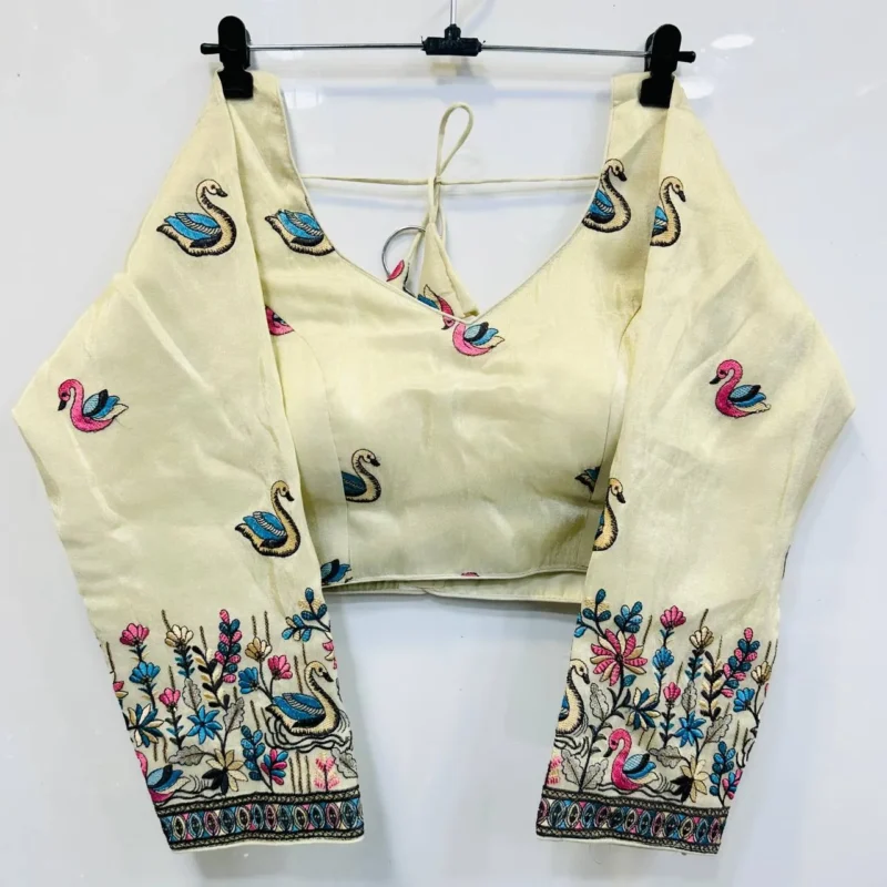 Launching Mrunal Figer Simmer Tissue Viscos Embroidery Readymade Blouse 2026