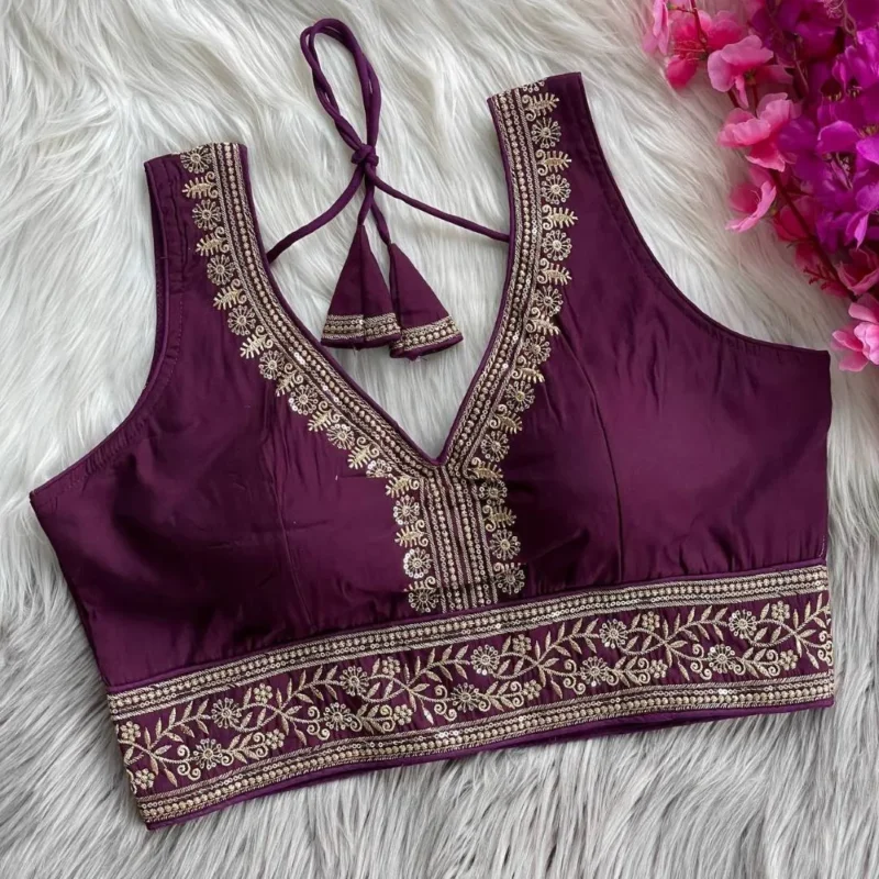 Buy Mrunal 312 Mahi Roman Silk Embroidery Festival Readymade Blouse 2026