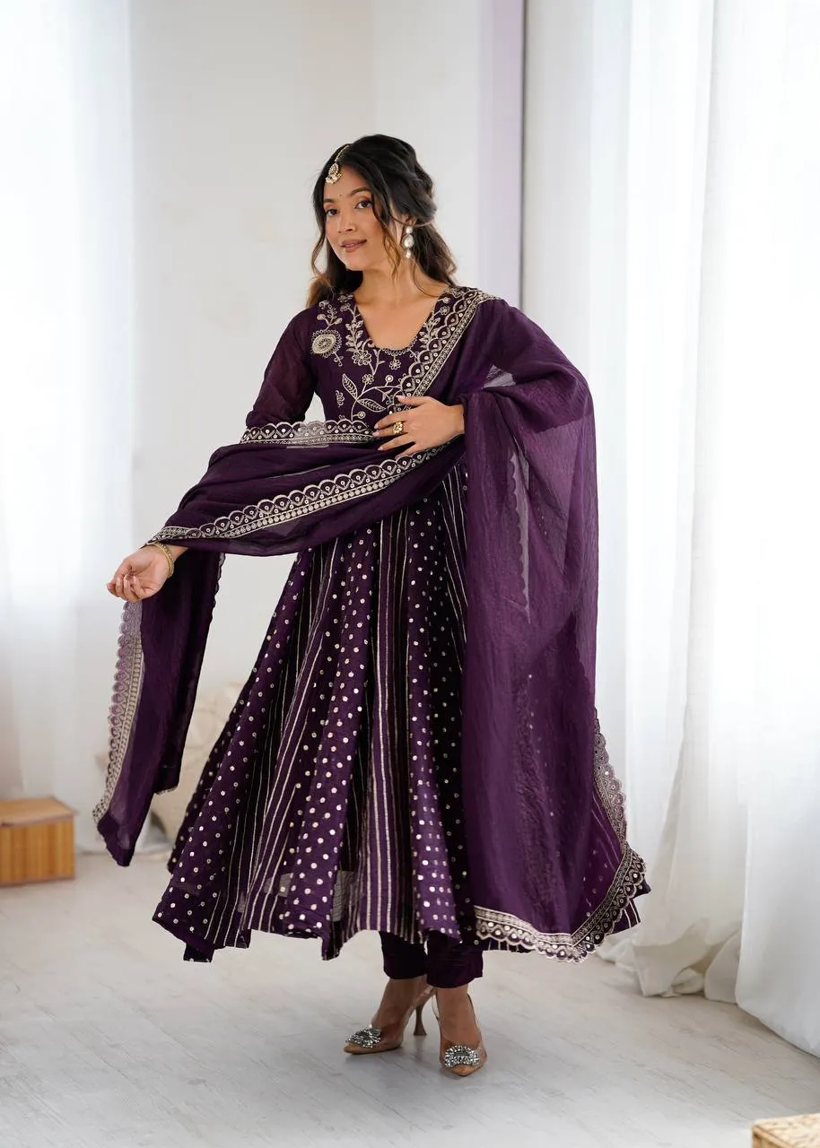 Launching Sabina 5293 Crunchy Silk Sequence Work Anarkali Readymade Dress Wholesale 2026