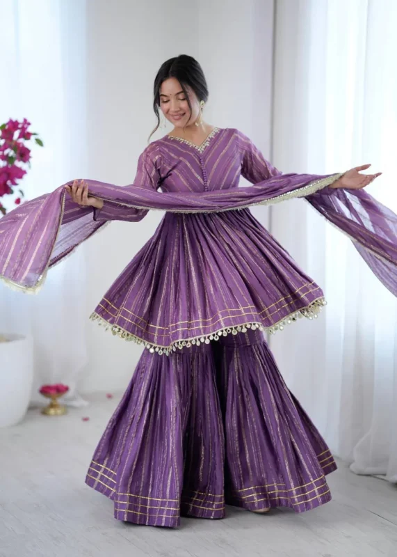 Stylish Sabina 5300 Mal Chanderi Mirror Handwork Sharara Suit Wholesale 2026