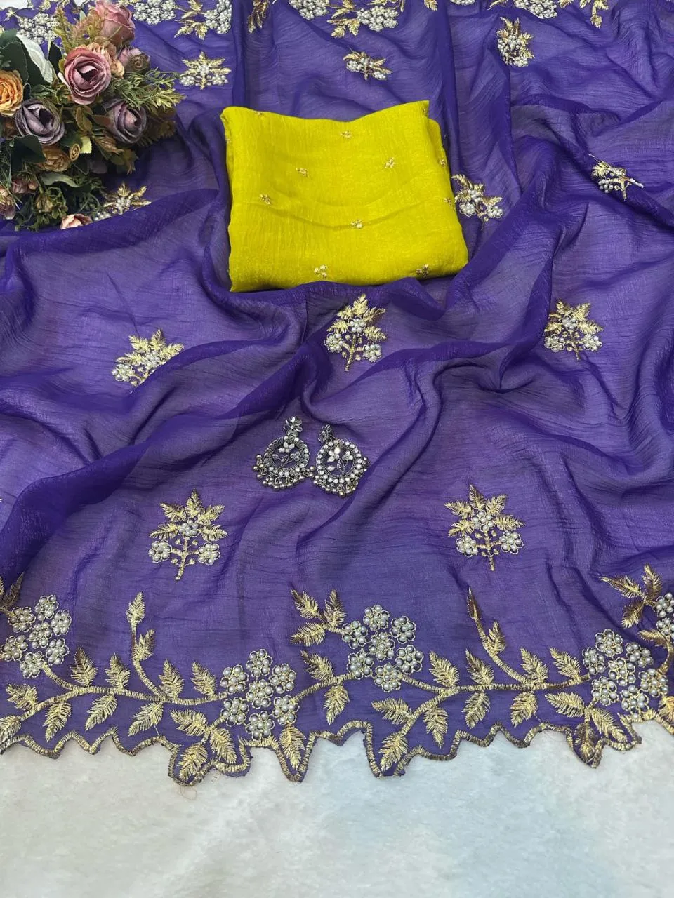 Beautiful RC1 Candy Crush Silk Moti Work Party Wear Saree Wholesale Surat 2026