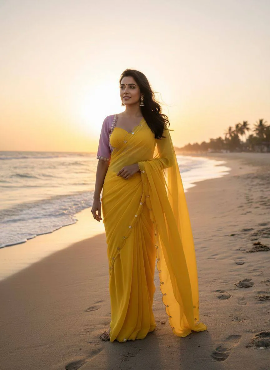 Buy WMS Georgette Hand Work Saree Wholesale Surat 2026