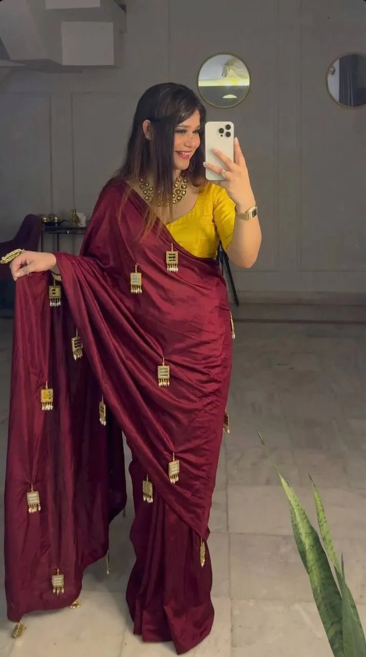 Latest WMS Soft Chinnon Shiny Party Wear Saree Wholesale Surat 2026